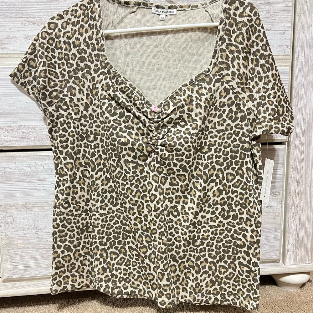 Goddess Animal Print Top in Brown and Cream